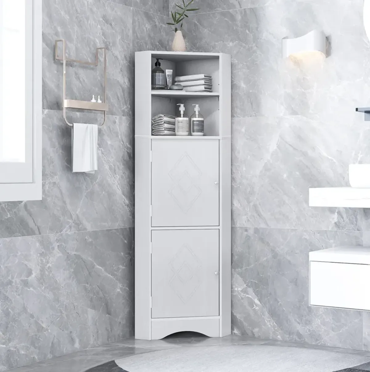 Merax Freestanding Bathroom Storage Cabinet with Doors