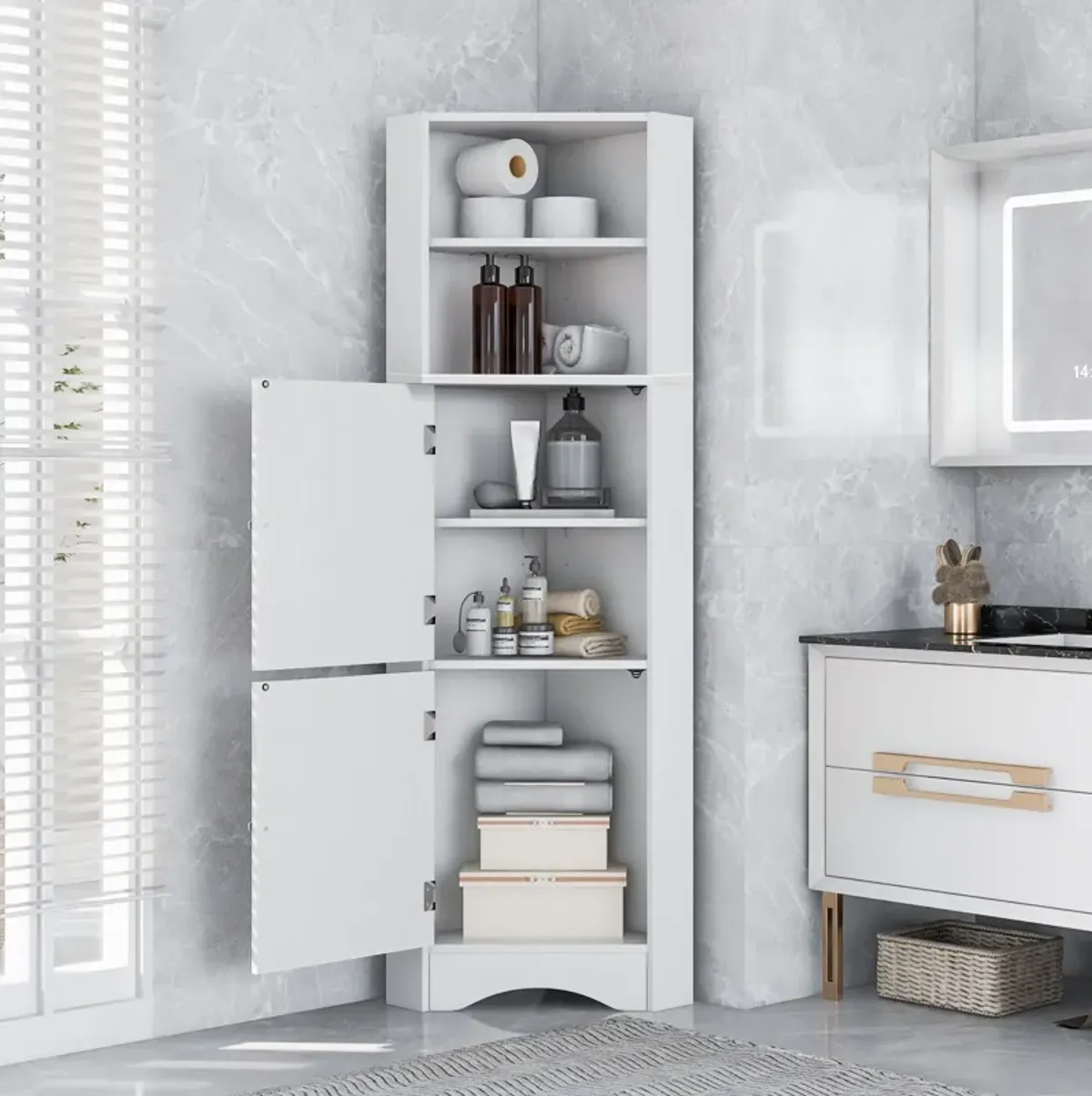 Merax Freestanding Bathroom Storage Cabinet with Doors