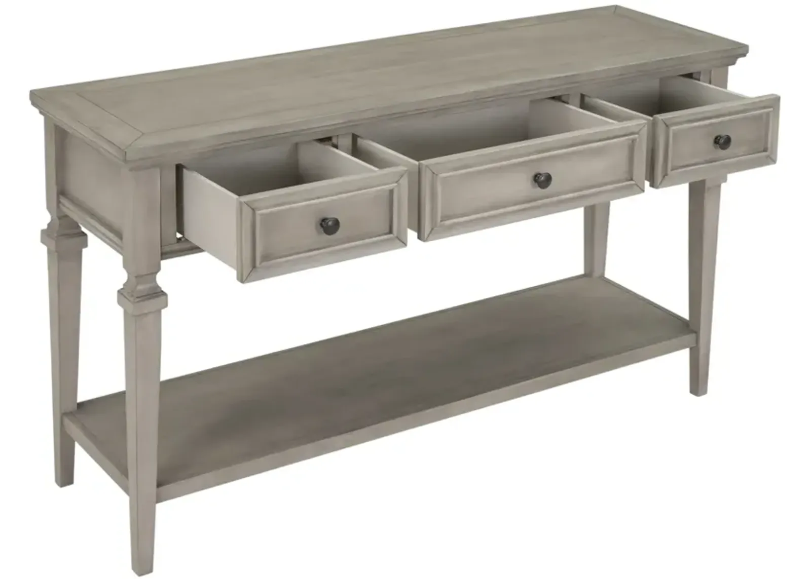 Classic Retro Style Console Table With Three Top Drawers And Open Style Bottom Shelf