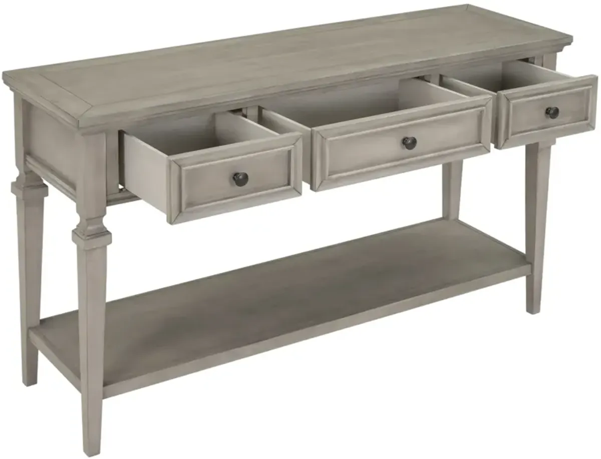 Classic Retro Style Console Table With Three Top Drawers And Open Style Bottom Shelf