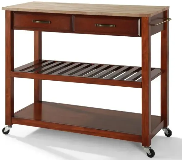 Wood Top Kitchen Prep Rolling Cart