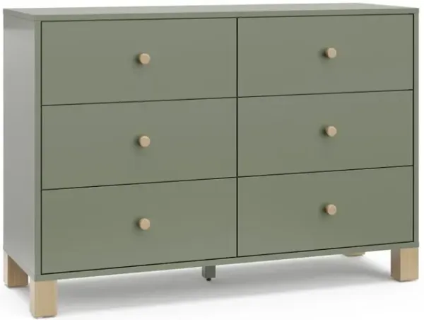 Storkcraft California 6-Drawer Double Dresser (Olive with Driftwood)