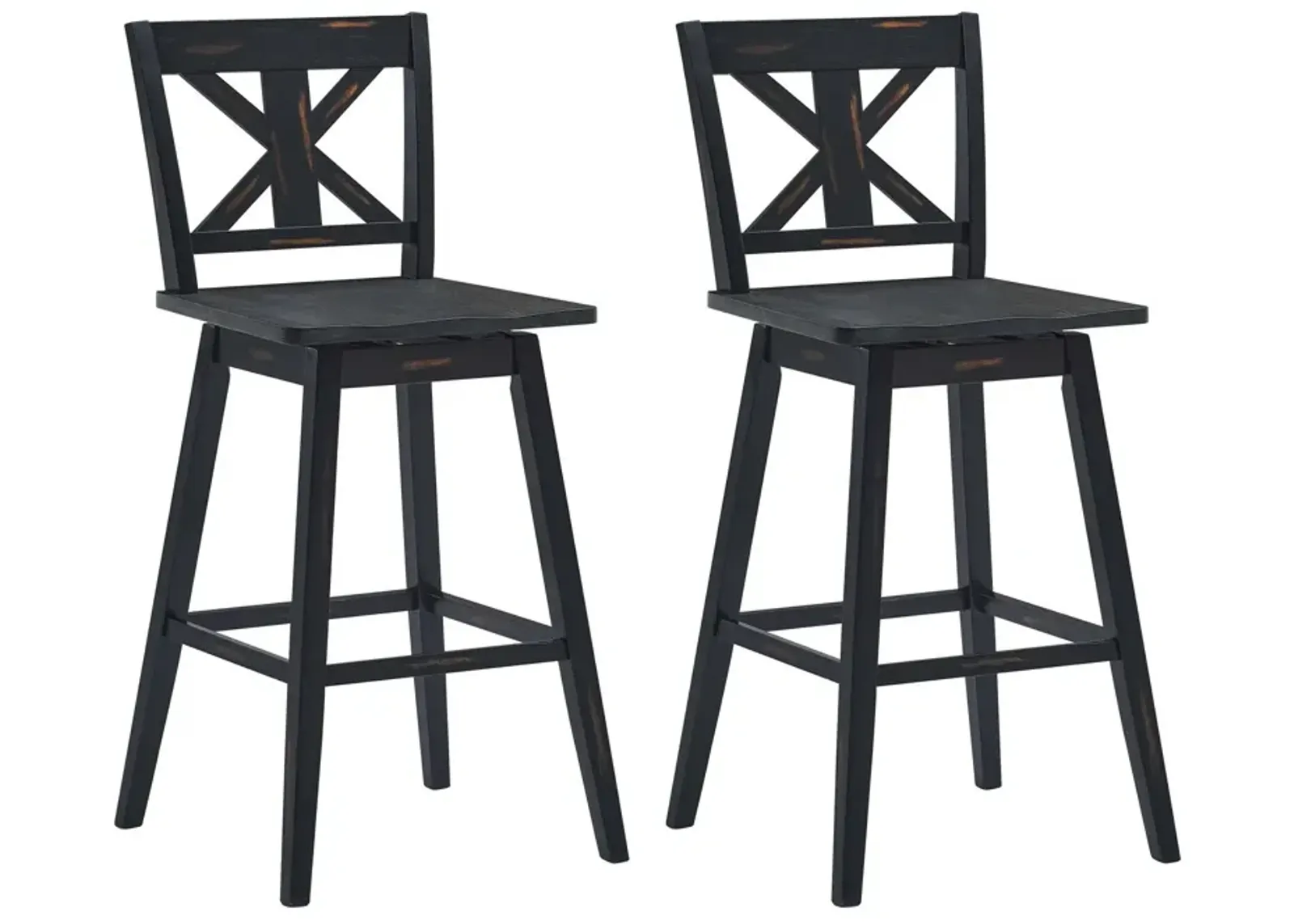 Set of 2 360-Degree Swivel Bar Stools for Home Restaurant