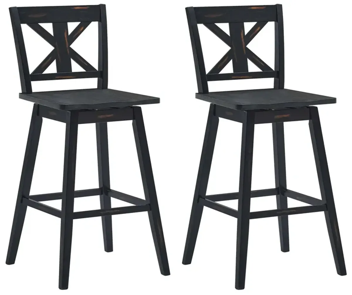 Set of 2 360-Degree Swivel Bar Stools for Home Restaurant