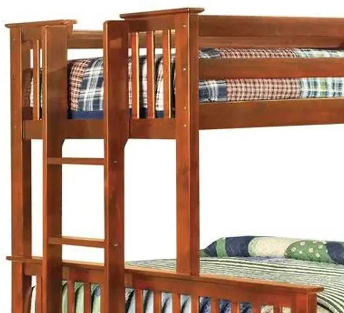 Bunk Bed with Attached Side Ladder, Brown-Benzara