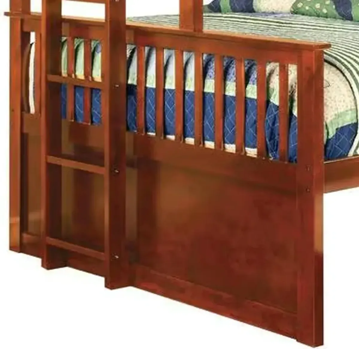 Bunk Bed with Attached Side Ladder, Brown-Benzara