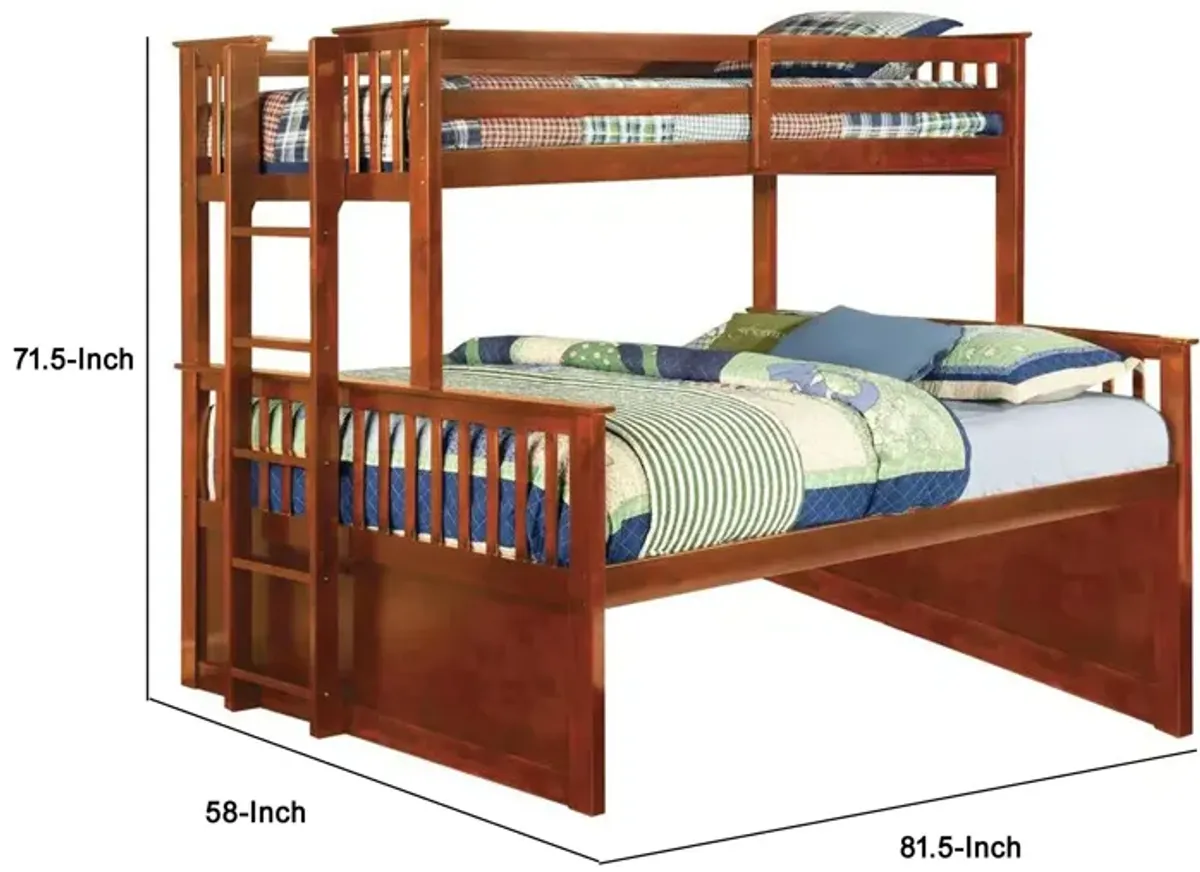 Bunk Bed with Attached Side Ladder, Brown-Benzara