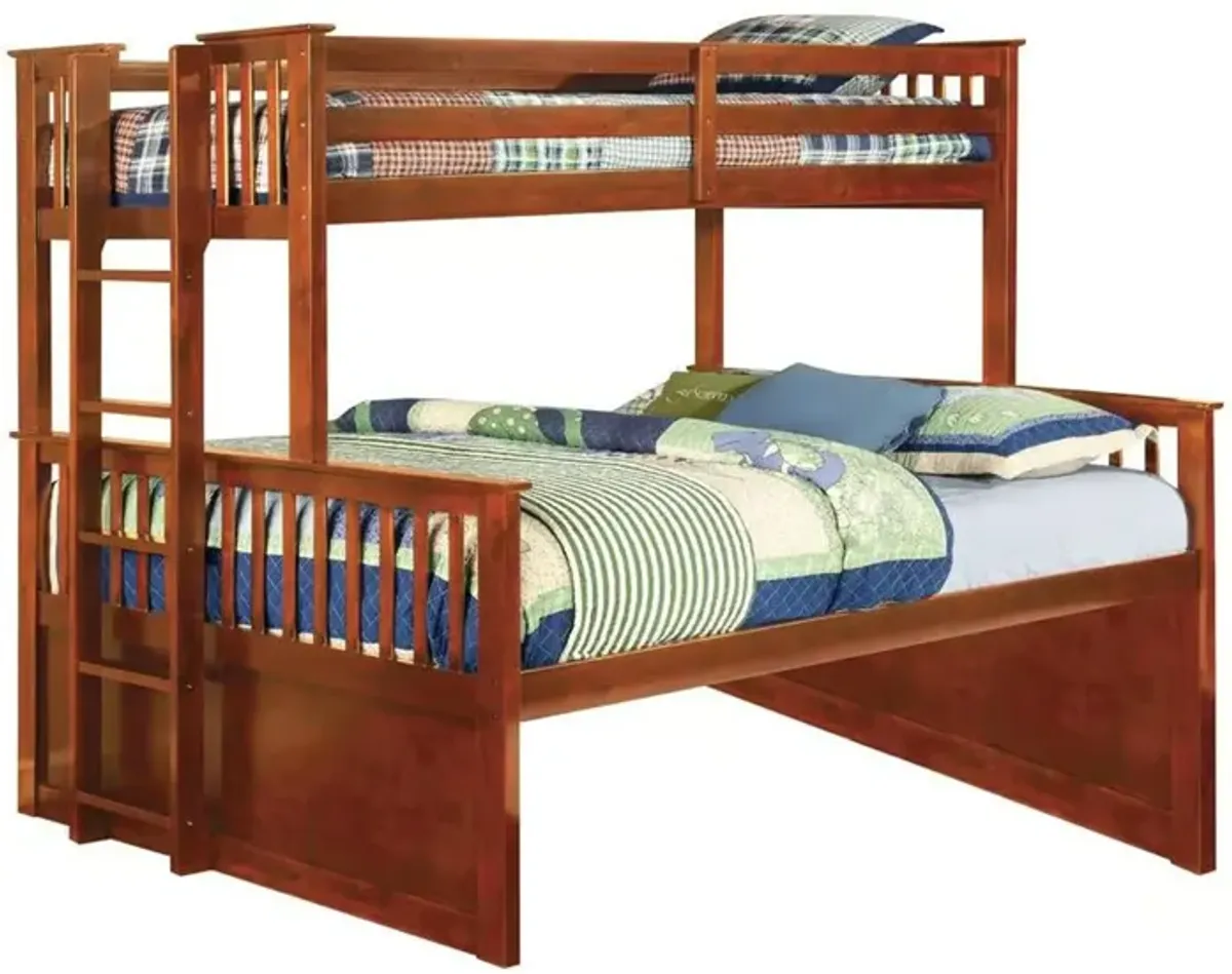 Bunk Bed with Attached Side Ladder, Brown-Benzara