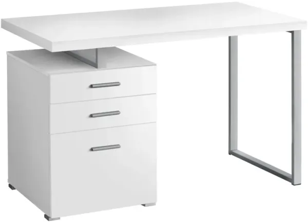 Monarch Specialties I 7027 Computer Desk, Home Office, Laptop, Left, Right Set-up, Storage Drawers, 48"L, Work, Metal, Laminate, White, Grey, Contemporary, Modern