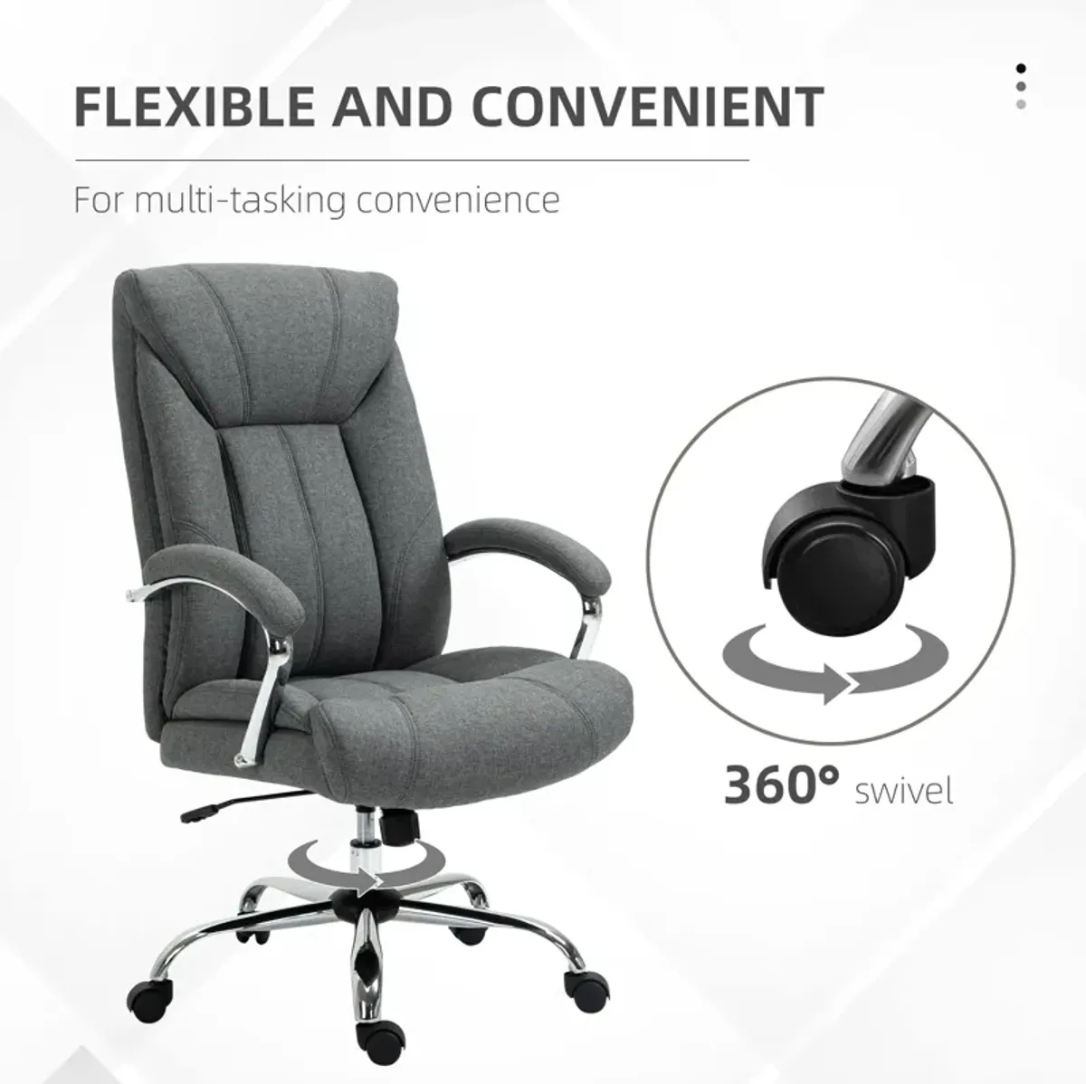 Grey Executive Seating: High Back Office Chair with Padded Armrests