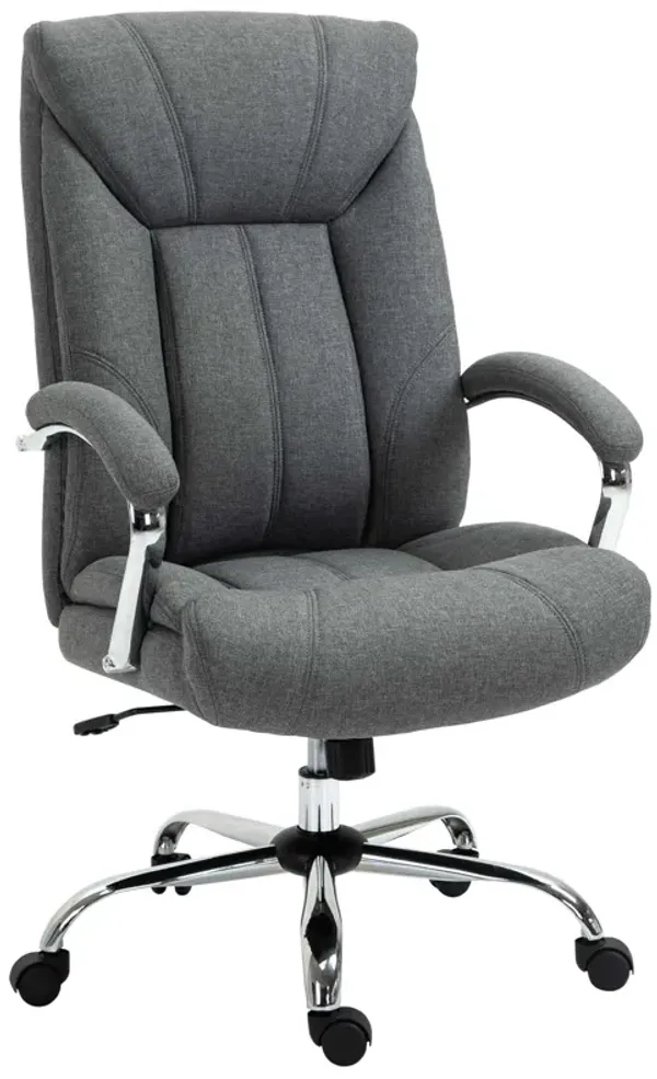 Grey Executive Seating: High Back Office Chair with Padded Armrests