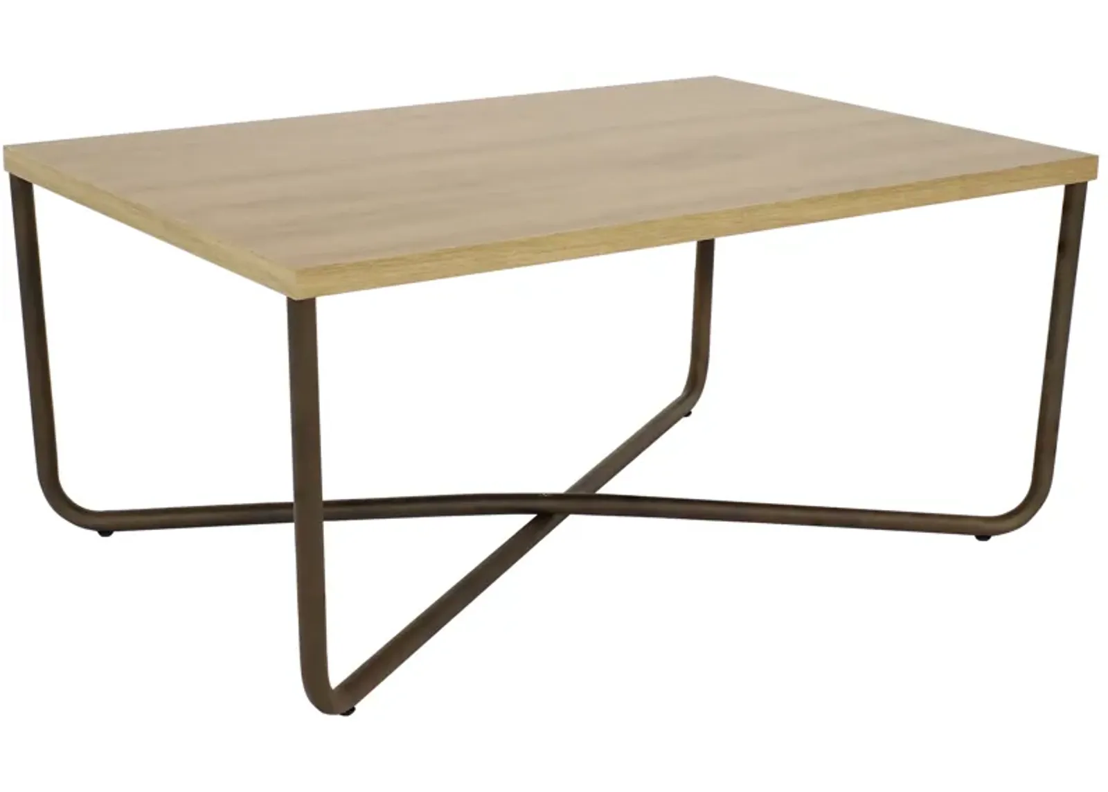 Sunnydaze Industrial-Style MDP Cross Legs Coffee Table - Brown