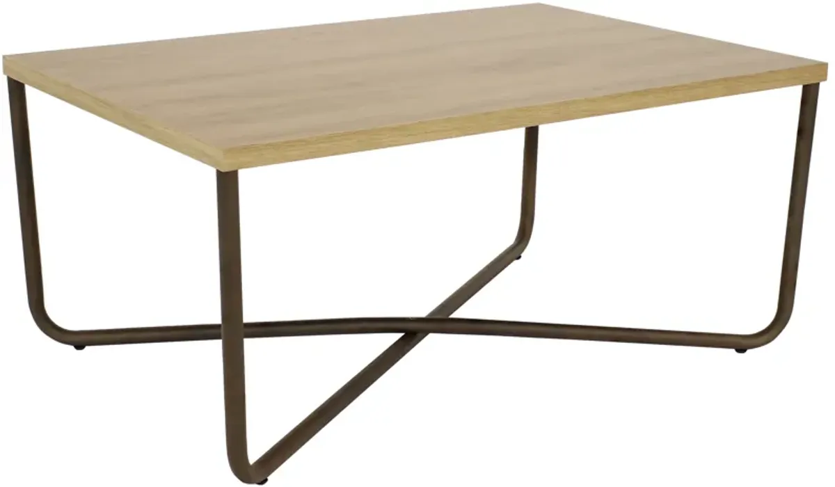 Sunnydaze Industrial-Style MDP Cross Legs Coffee Table - Brown