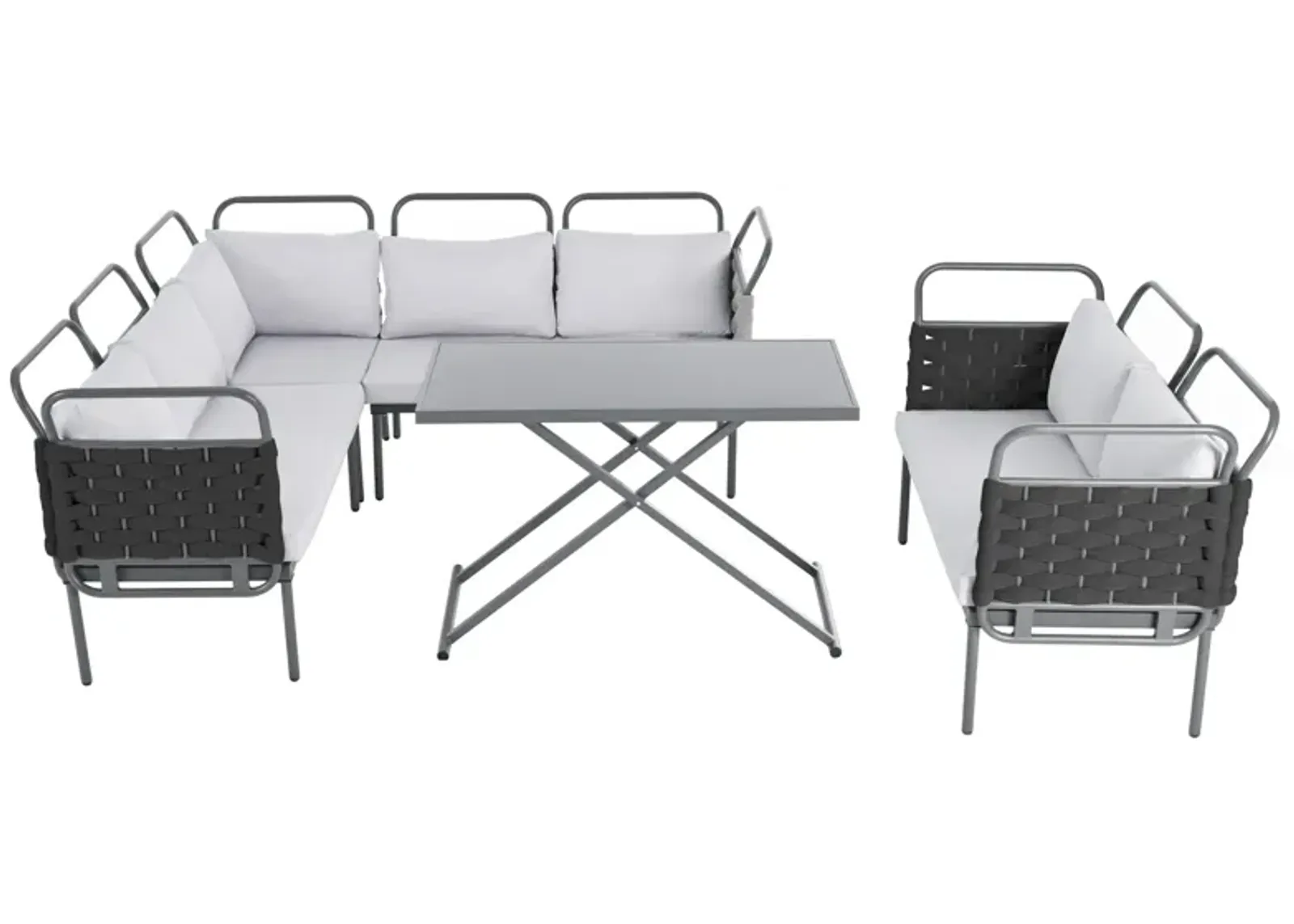 Merax Modern Patio Sectional Sofa Table Set