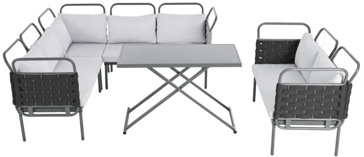 Merax Modern Patio Sectional Sofa Table Set