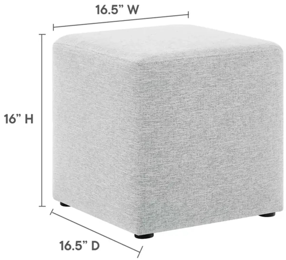 Callum 17" Square Woven Heathered Fabric Upholstered Ottoman