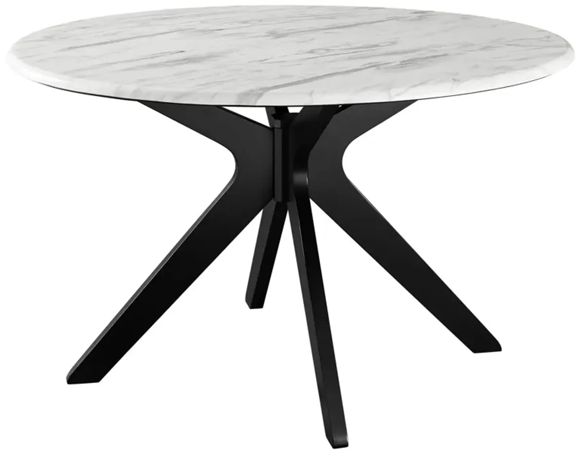 Modway - Traverse 50" Round Performance Artificial Marble Dining Table Black White