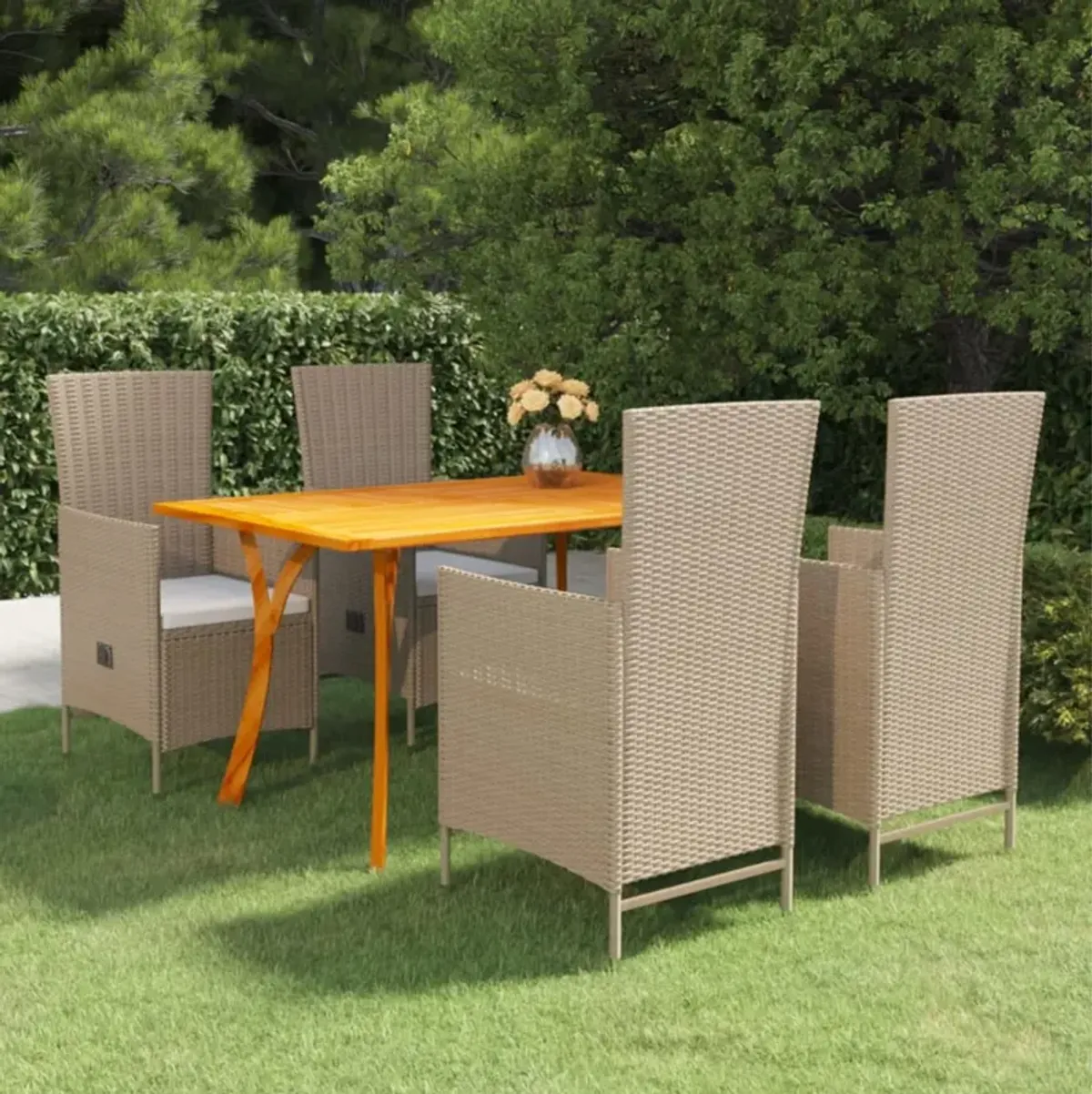 vidaXL 5 Piece Garden Dining Set Beige