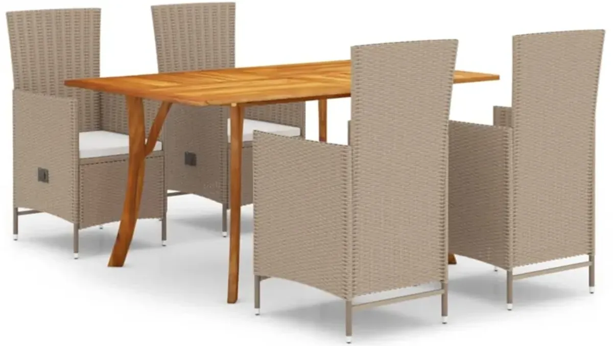 vidaXL 5 Piece Garden Dining Set Beige