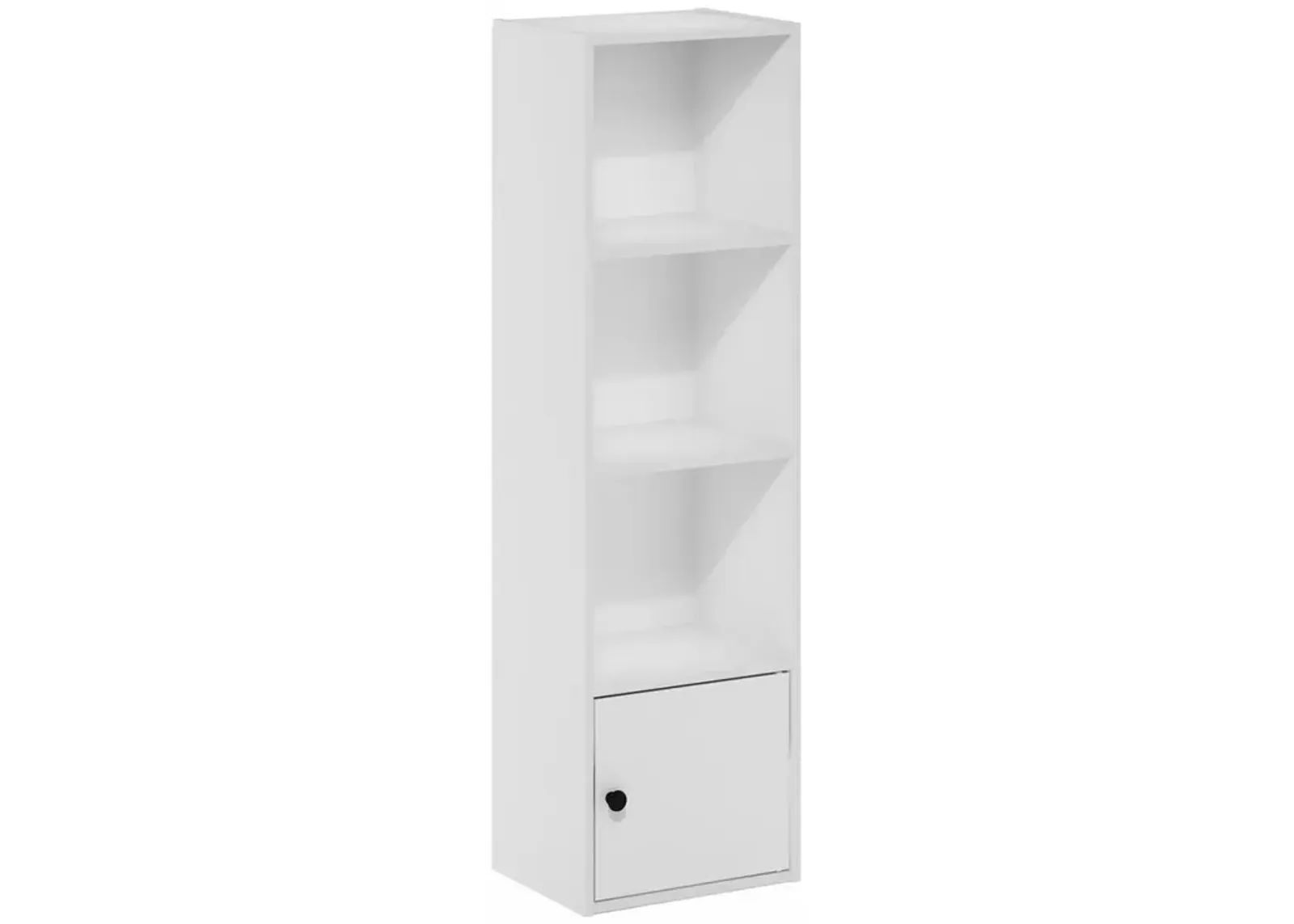 Furinno Luder 4-Tier Shelf Bookcase with 1 Door Storage Cabinet, White