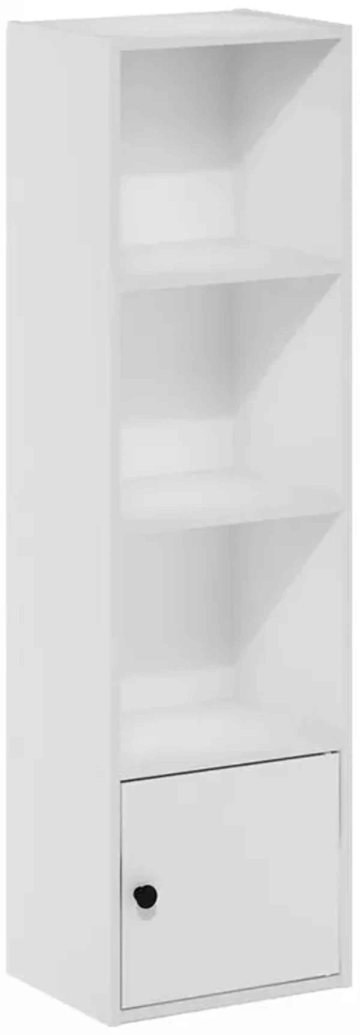 Furinno Luder 4-Tier Shelf Bookcase with 1 Door Storage Cabinet, White