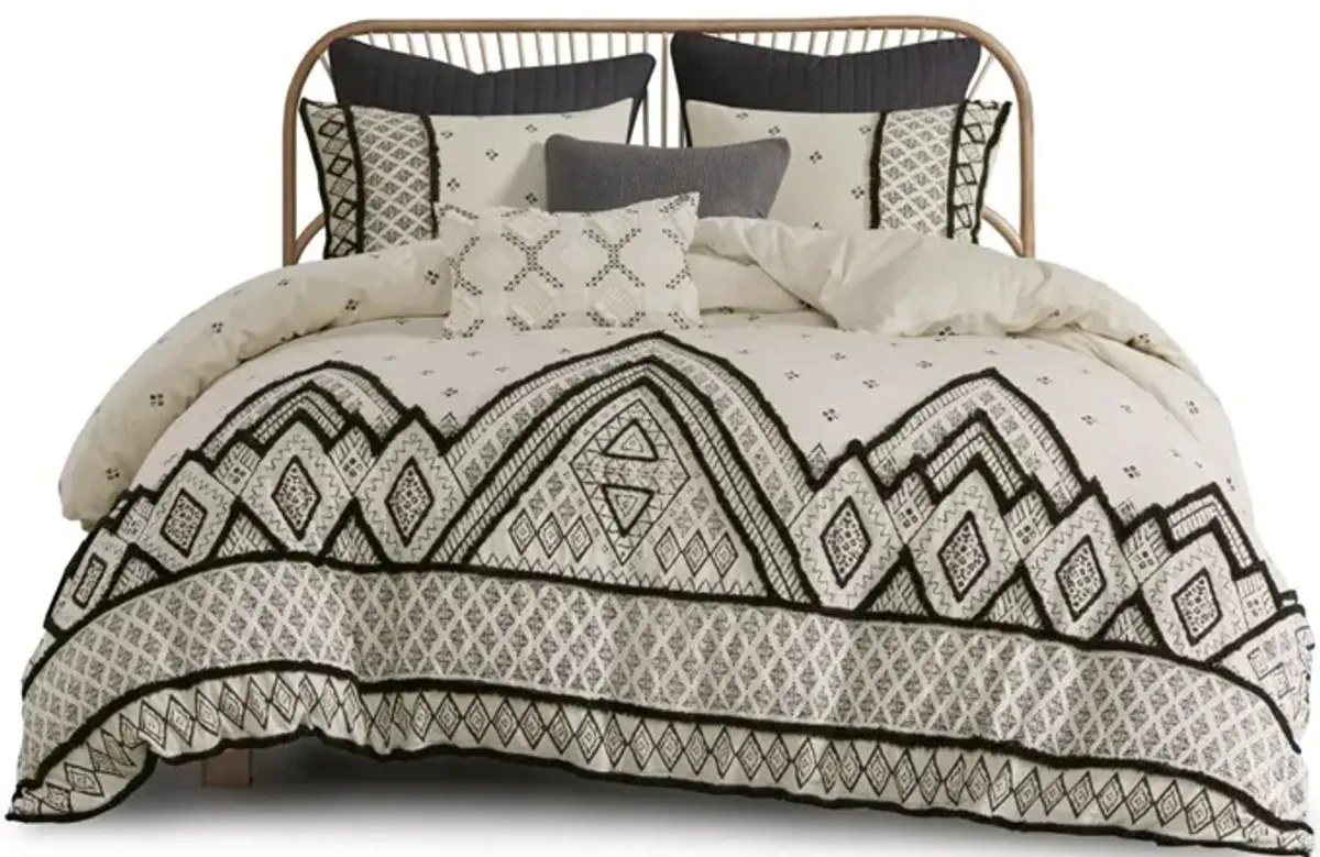 Gracie Mills Fannie Boho Eclectic Cotton and Flax Linen Blend Comforter Set