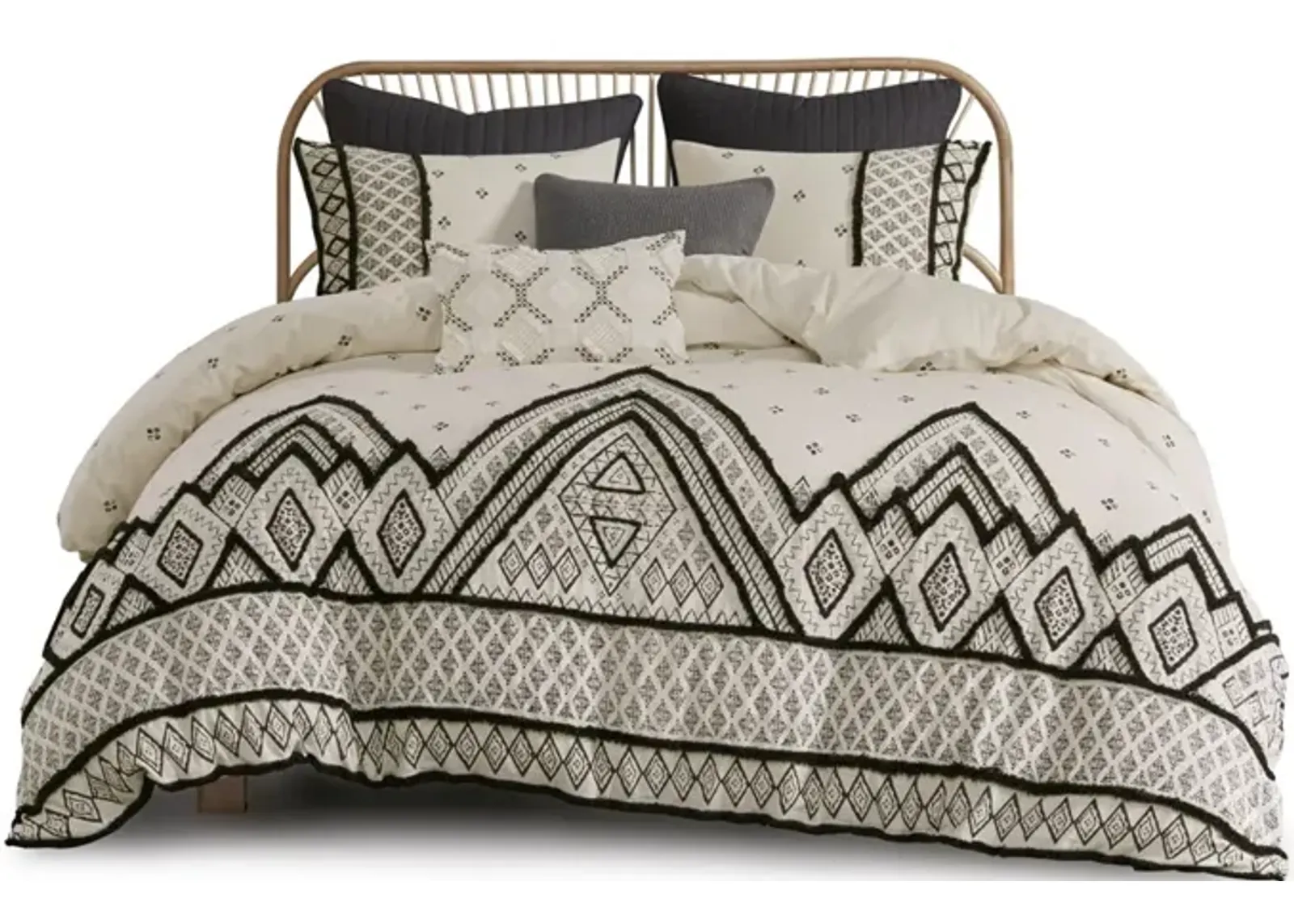 Gracie Mills Fannie Boho Eclectic Cotton and Flax Linen Blend Comforter Set