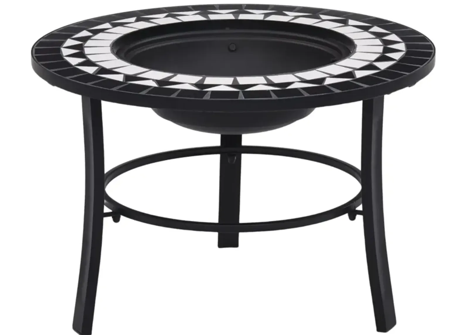 vidaXL Mosaic Fire Pit Black and White 26.8" Ceramic