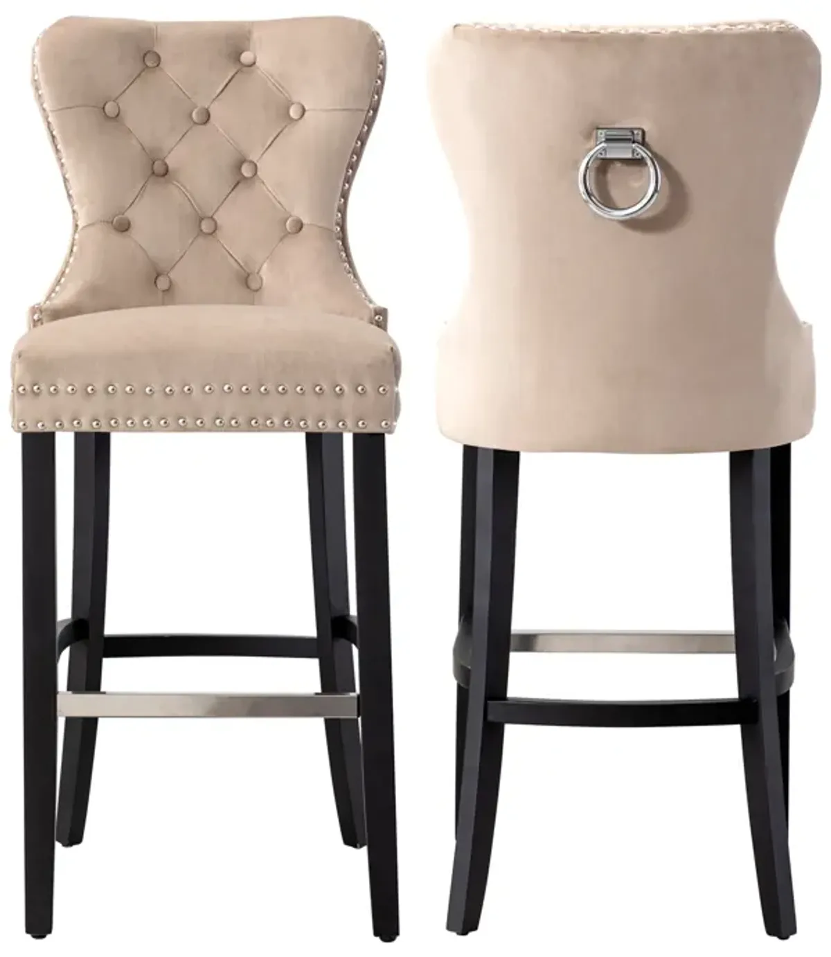 WestinTrends Tufted Velvet Bar Stool (Set of 2)