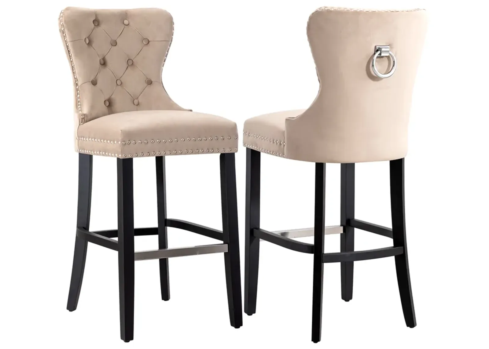 WestinTrends Tufted Velvet Bar Stool (Set of 2)