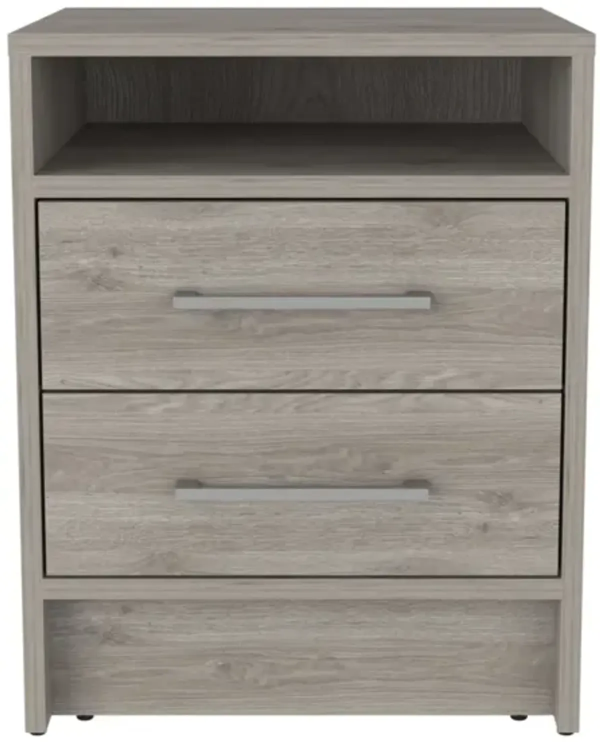 Eter Nightstand, Superior Top, Two Drawers - Light Gray