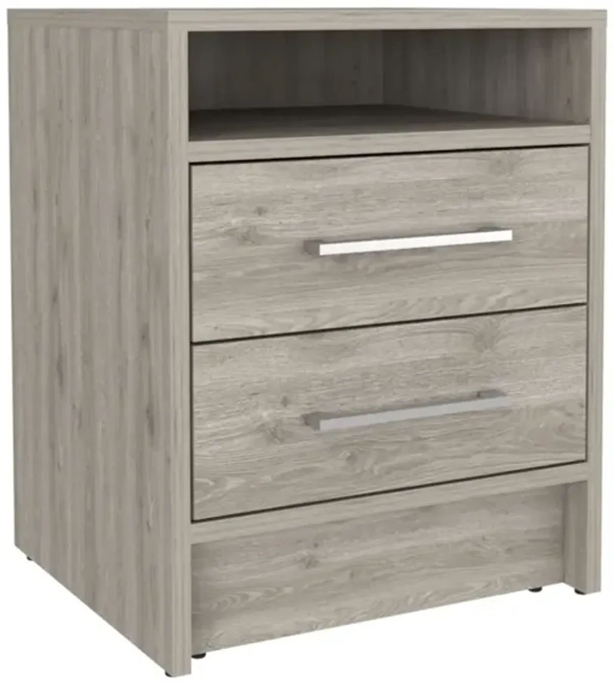 Eter Nightstand, Superior Top, Two Drawers - Light Gray