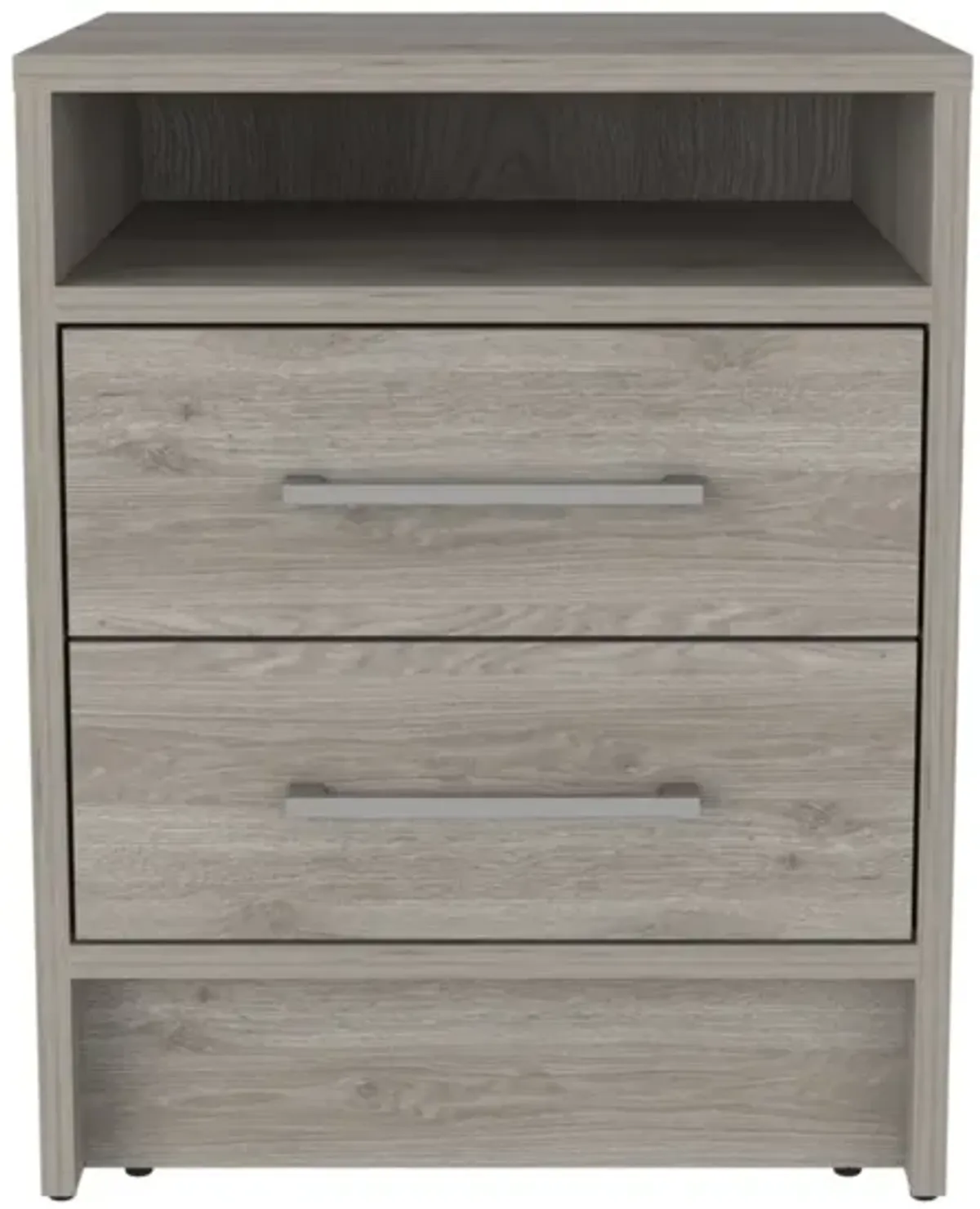 Eter Nightstand, Superior Top, Two Drawers - Light Gray