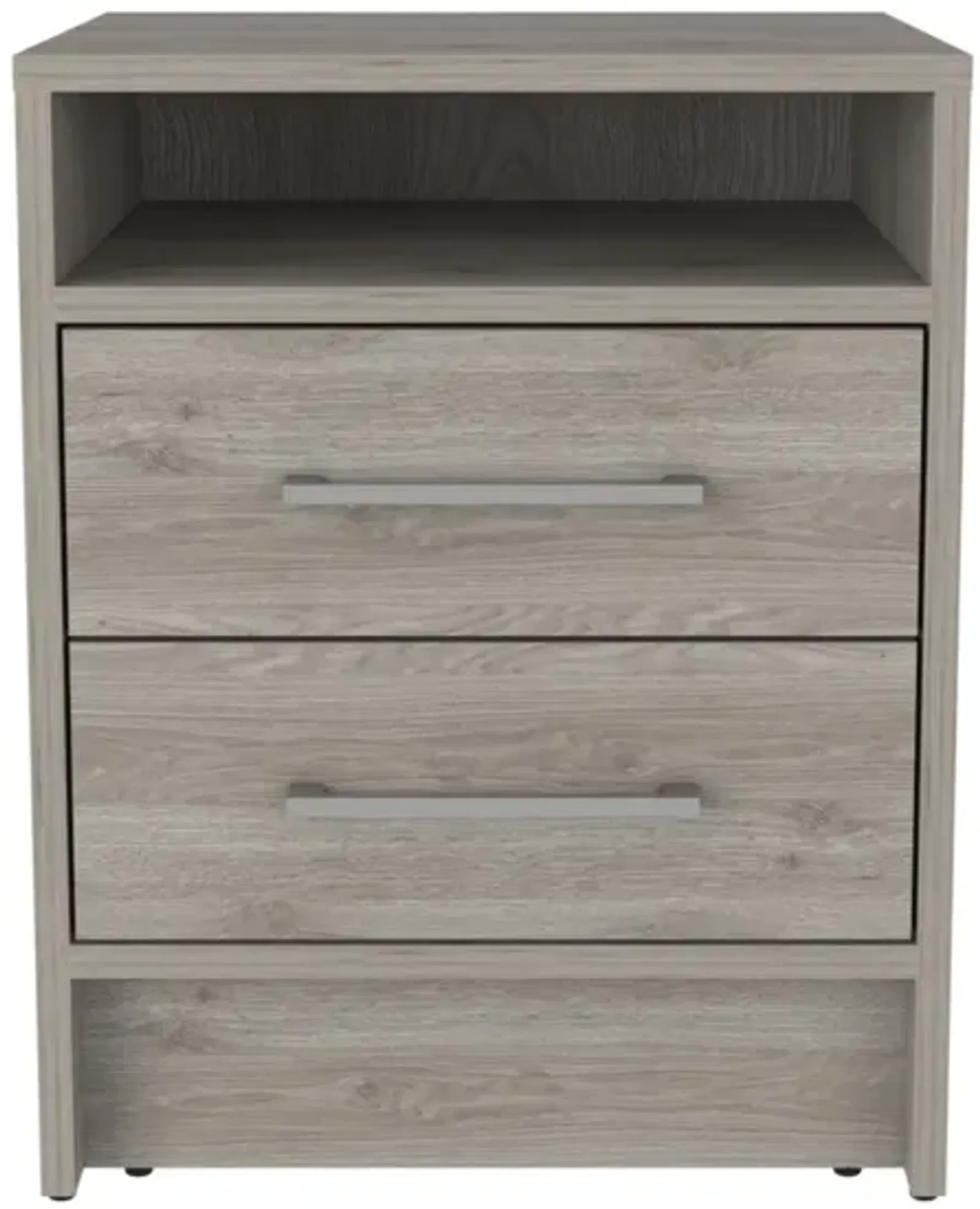 Eter Nightstand, Superior Top, Two Drawers - Light Gray