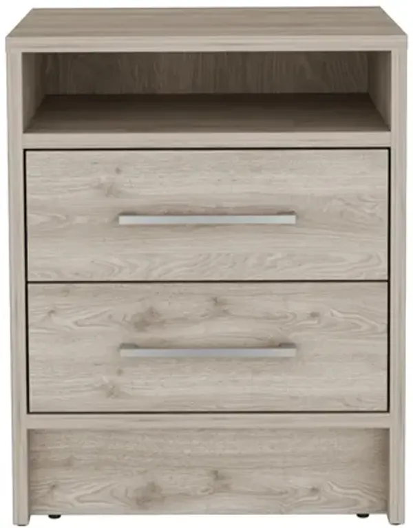 Streamdale Eter Nightstand, Superior Top, Two Drawers - Light Gray