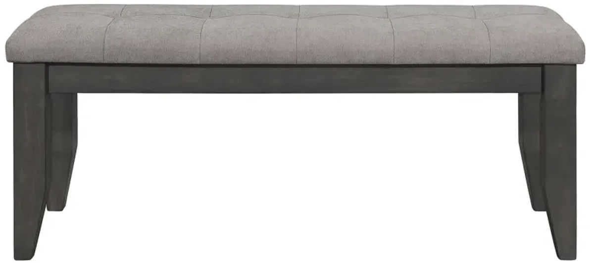 Lyla 47 Inch Dining Bench, Sleek Cushioned Seat, Rustic Gray Wood Frame-Benzara