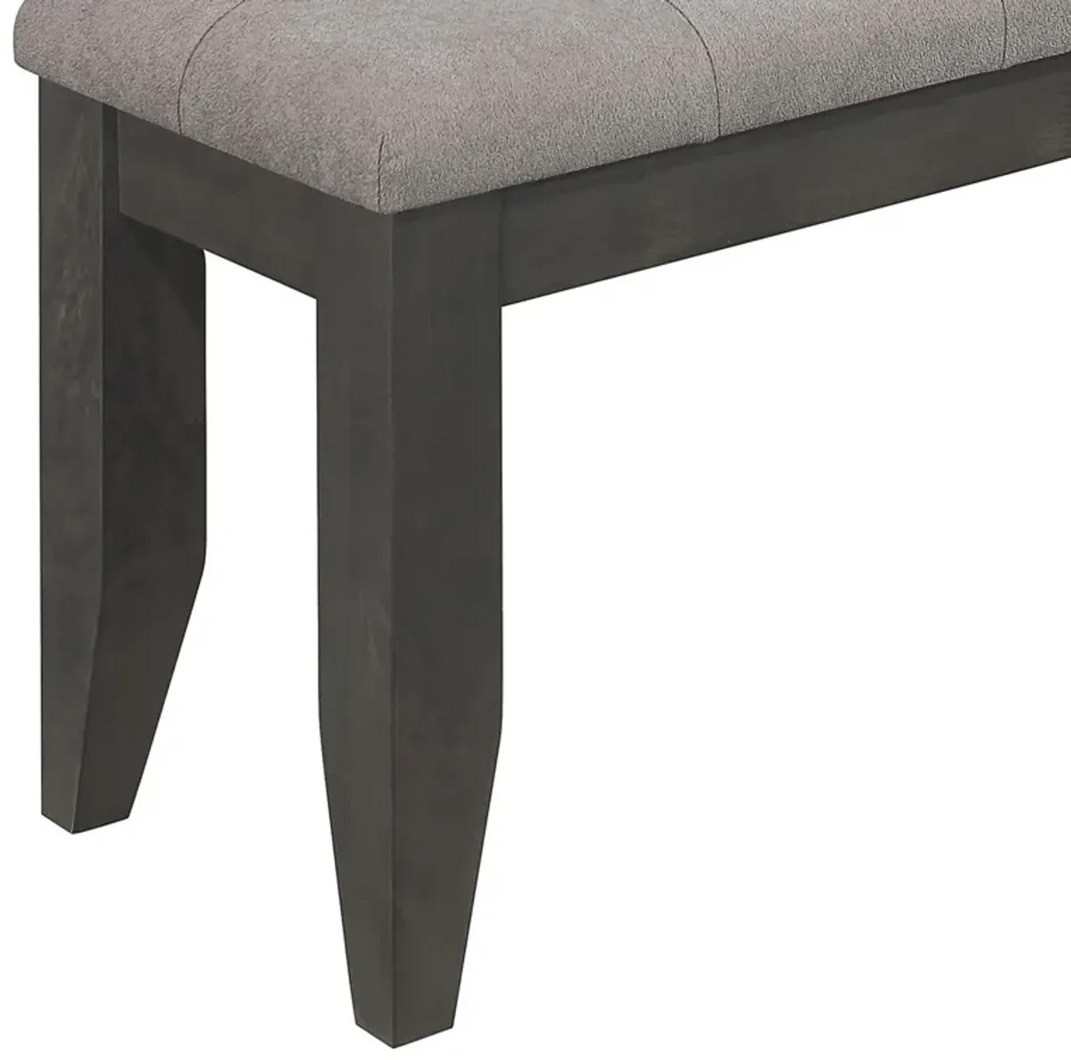 Lyla 47 Inch Dining Bench, Sleek Cushioned Seat, Rustic Gray Wood Frame-Benzara