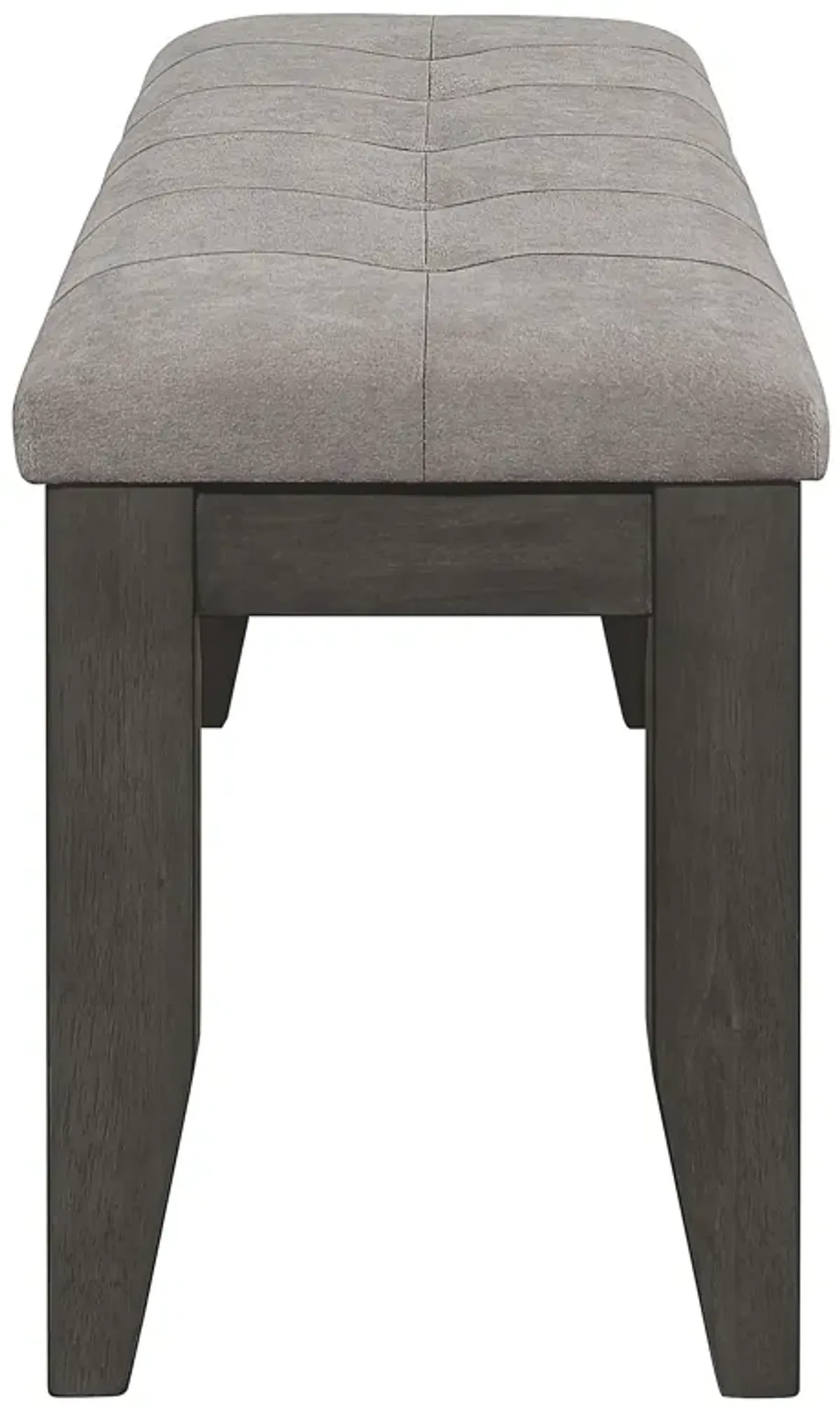 Lyla 47 Inch Dining Bench, Sleek Cushioned Seat, Rustic Gray Wood Frame-Benzara