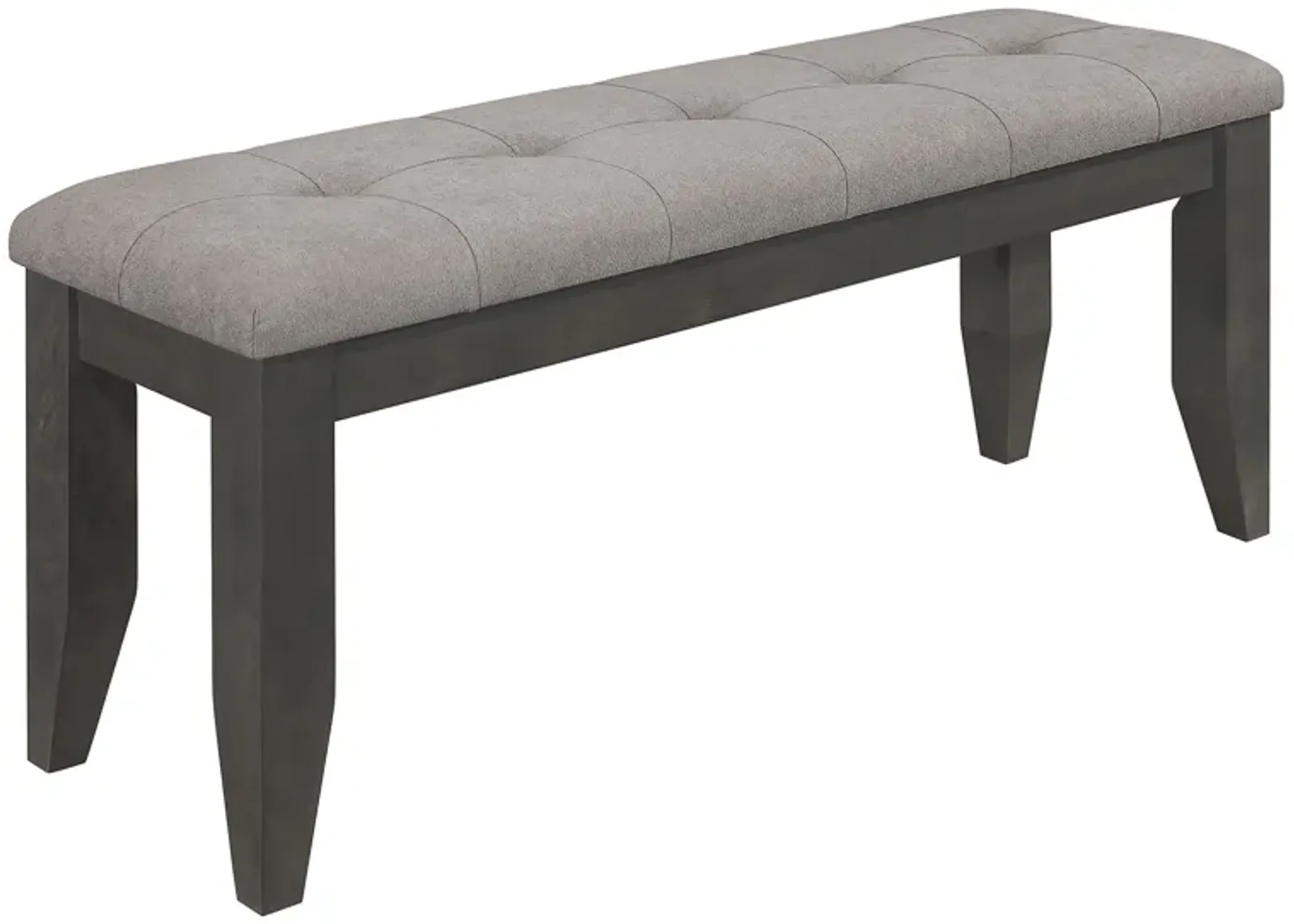 Lyla 47 Inch Dining Bench, Sleek Cushioned Seat, Rustic Gray Wood Frame-Benzara