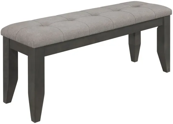 Lyla 47 Inch Dining Bench, Sleek Cushioned Seat, Rustic Gray Wood Frame - Benzara