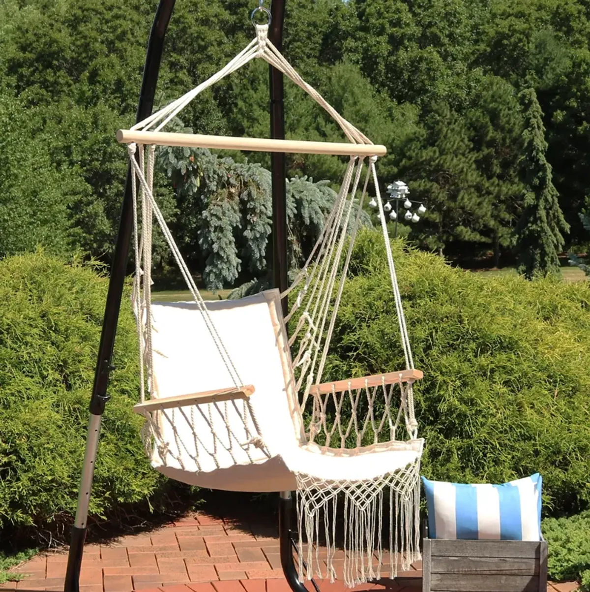 Sunnydaze Polycotton Padded Hammock Chair with Spreader Bar - Natural