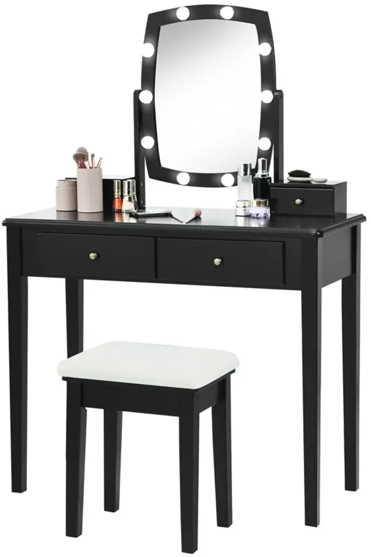 Vanity Table Set with Lighted Mirror for Bedroom and Dressing Room