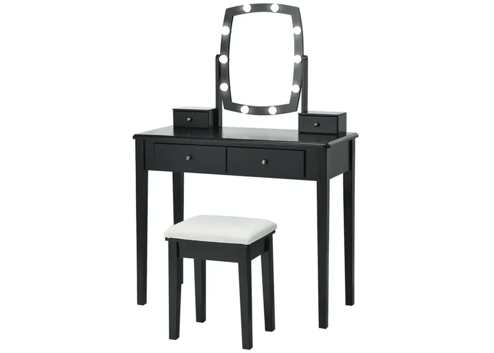 Vanity Table Set with Lighted Mirror for Bedroom and Dressing Room