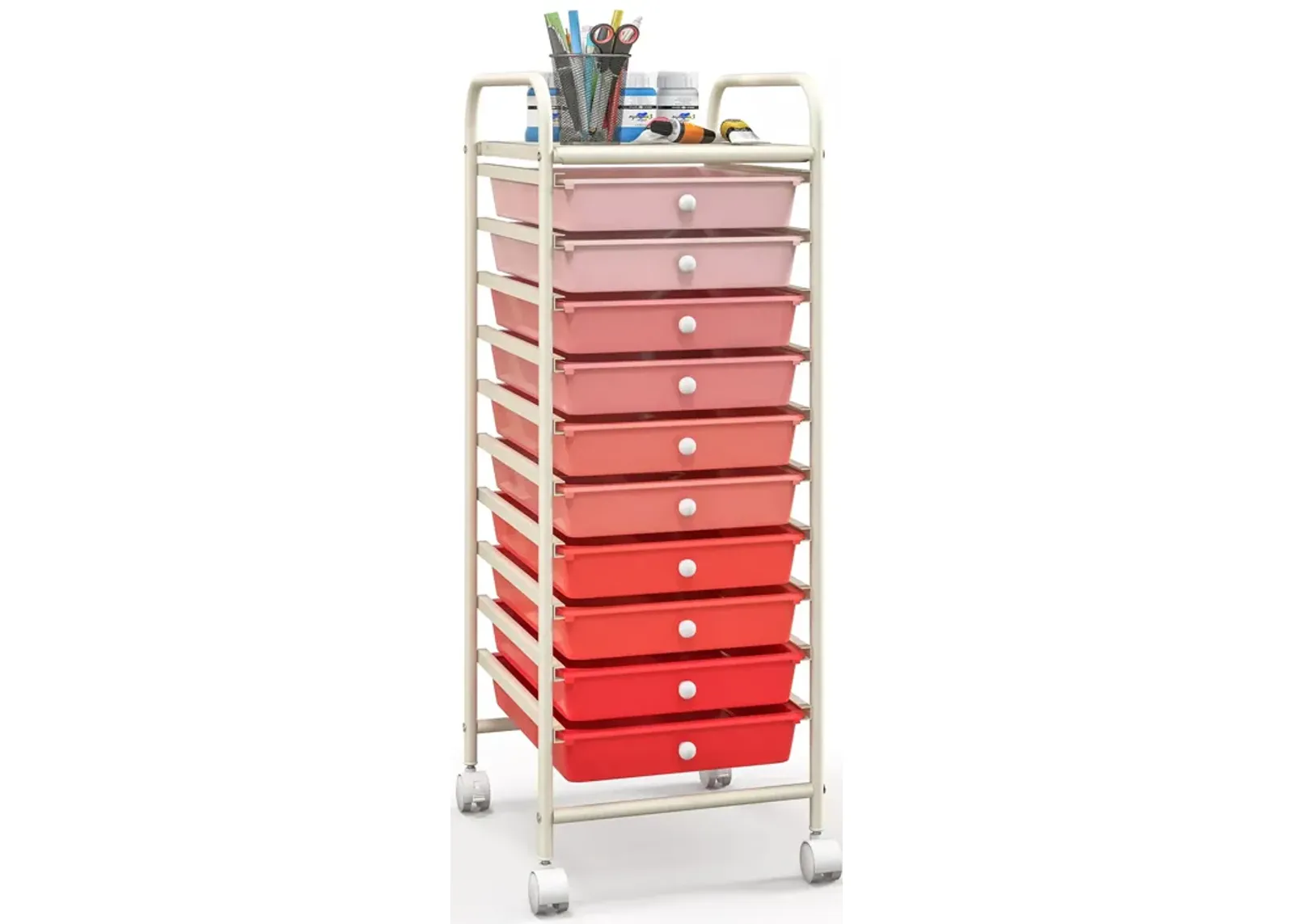 10 Drawer Rolling Storage Cart Organizer with 4 Universal Casters