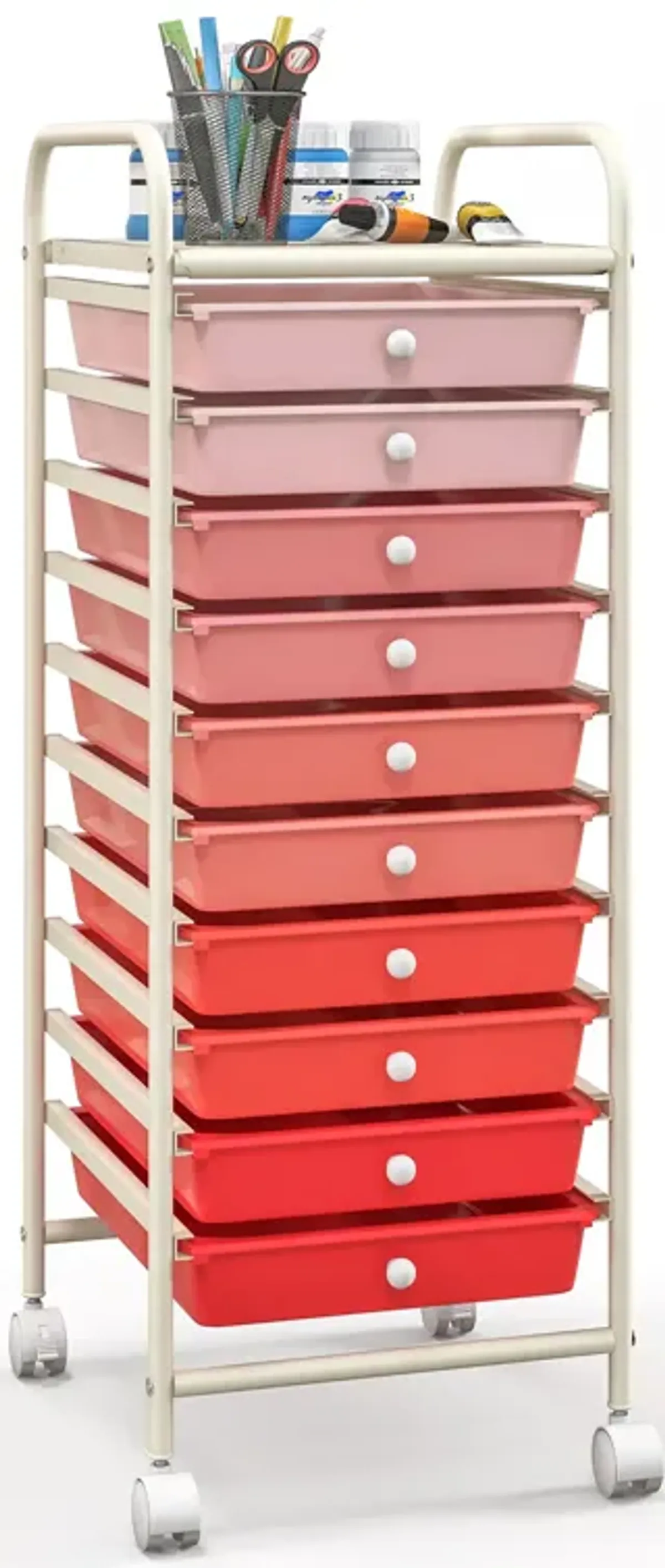 10 Drawer Rolling Storage Cart Organizer with 4 Universal Casters