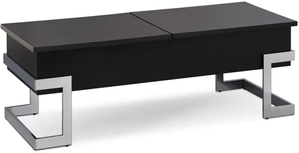 Black High Gloss and Chrome Coffee Table with Lift Top