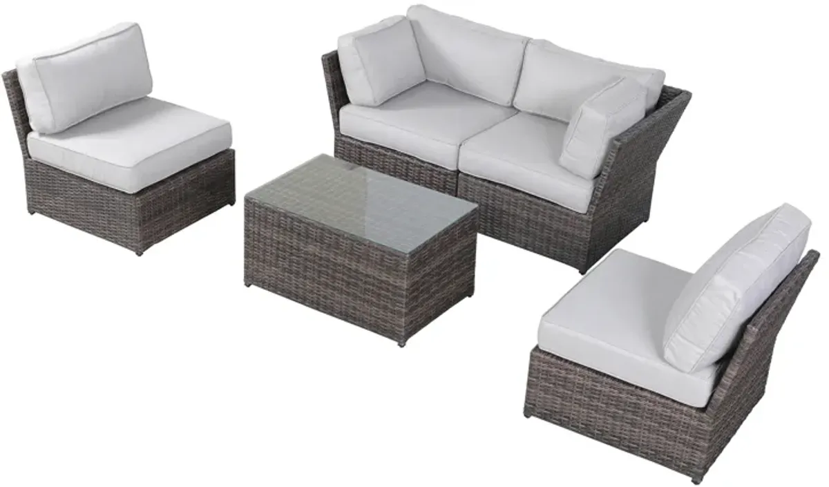 Living Source International Wicker Fully Assembled 4 - Person Seating Group with Cushions Brown