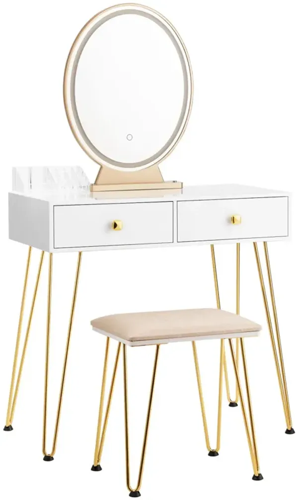 Industrial Makeup Dressing Table with 3 Lighting Modes