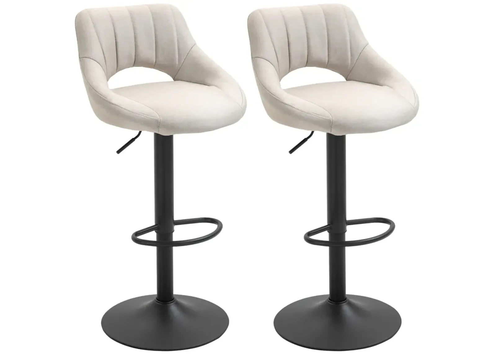 Cream White Perches: Set of 2 Adjustable Swivel Bar Stools