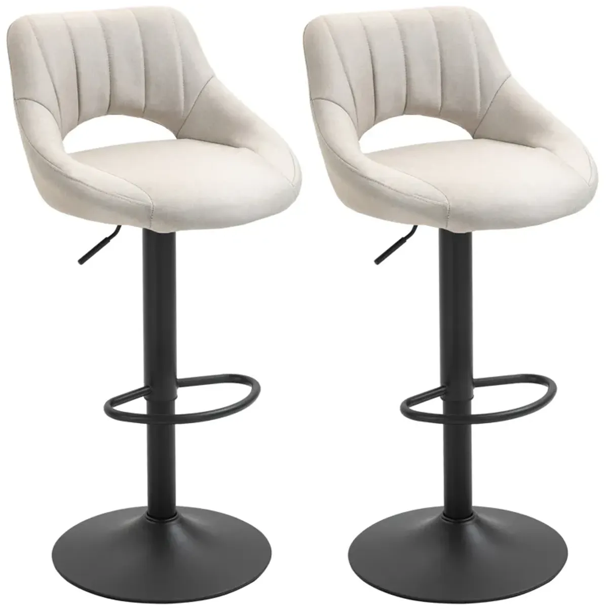 Cream White Perches: Set of 2 Adjustable Swivel Bar Stools